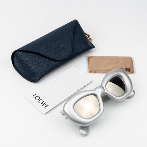Loewe Women Sunglasses LW40117I 20C Metallized Silver Grey Smoke Mirror Cat Eye - Picture 13 of 14